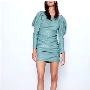 NWT puffy sleeve faux leather dress - size medium